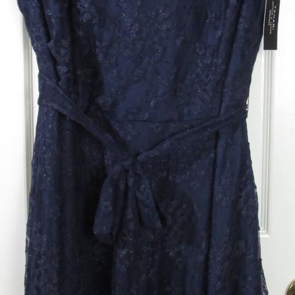 NWT Tahari Arthur S. Levine Dark Navy with Lace Overlay Sleeveless Dress, 20W - Picture 1 of 9